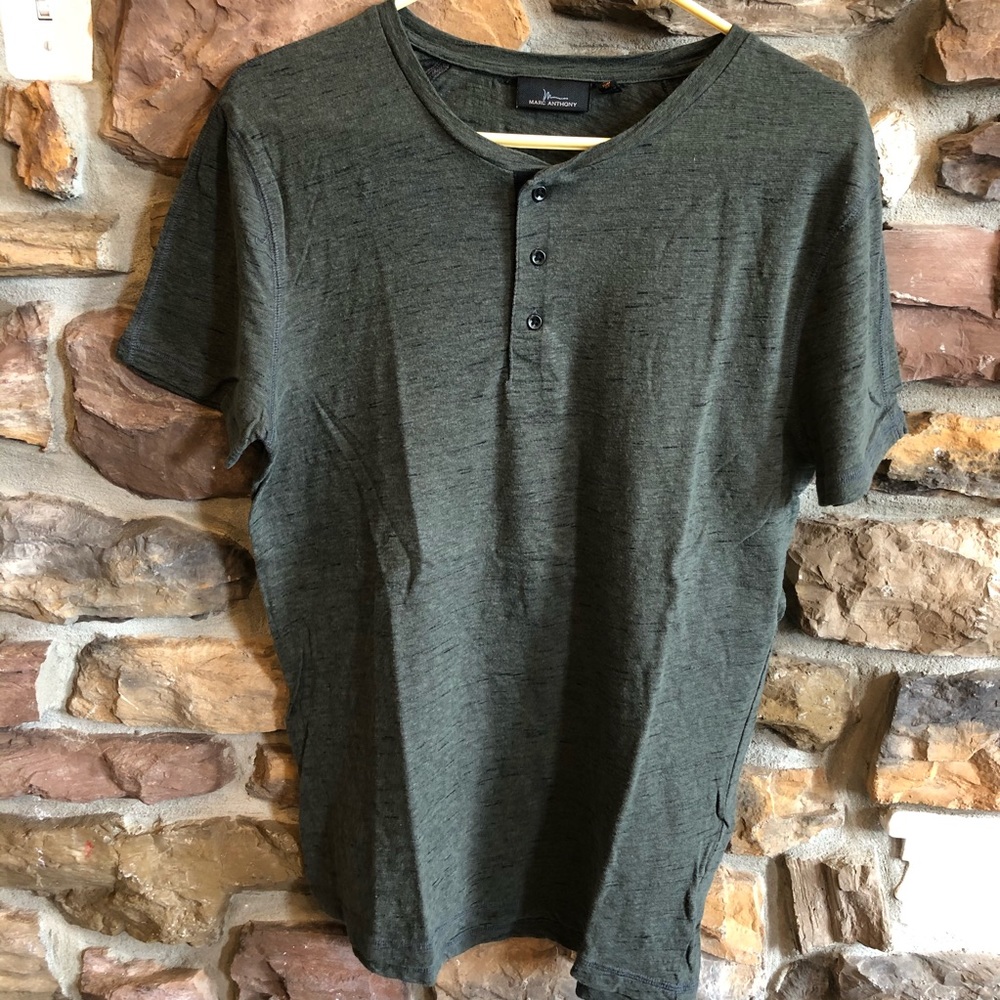 Marc Anthony Henley Tee Dark Green